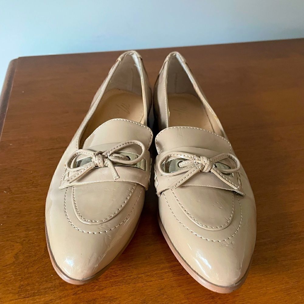 Marc Fisher Nude Patent Leather Moccasin Flats
